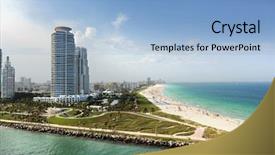  Presentation with miami beach - Cool new presentation theme with high rise building - miami beach in florida backdrop and a light blue colored foreground