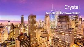  Presentation with new york city subway station - Cool new presentation theme with high rise building - new york city financial district backdrop and a purple colored foreground