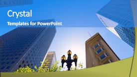  Presentation with san francisco - Audience pleasing PPT theme consisting of high rise building - san francisco market street downtown backdrop and a teal colored foreground