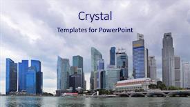  Presentation with singapore - Amazing theme having high rise building - singapore skyline backdrop and a sky blue colored foreground