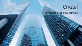  Presentation with high rise building - Amazing presentation having high rise building - three skyscrapers business center backdrop and a light blue colored foreground