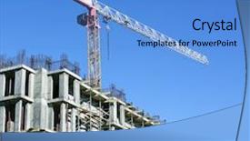  Presentation with moving - Amazing slide deck having high rise building - two moving yellow cranes backdrop and a teal colored foreground