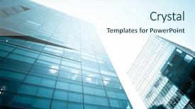  Presentation with tech city - Presentation consisting of high rise building skyscraper commercial background and a sky blue colored foreground