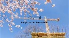  Presentation with high rise building - PPT theme having high-rise-building-under-construction background and a light blue colored foreground