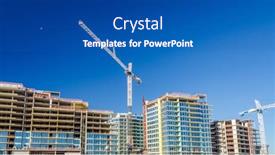 Presentation with high rise building - Presentation theme consisting of high-rise-building-under-construction background and a ocean colored foreground
