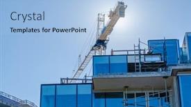  Presentation with high rise building - Slide deck having high-rise-building-under-construction background and a light blue colored foreground