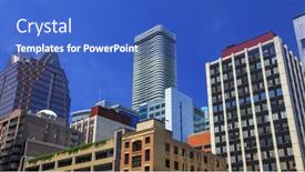  Presentation with toronto - Audience pleasing PPT theme consisting of high-rise-buildings-in-downtown backdrop and a cobalt blue colored foreground
