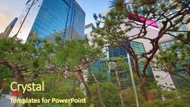  Presentation with rise - Beautiful slide deck featuring high-rise buildings in seoul backdrop and a tawny brown colored foreground