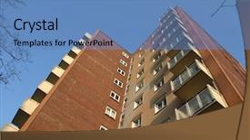  Presentation with rise - Colorful PPT theme enhanced with high rise housing block backdrop and a teal colored foreground