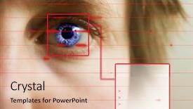  Presentation with retina - PPT theme with key individual - red lines scanning the face background and a lemonade colored foreground