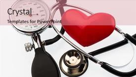  Presentation with white dove heart - Slides consisting of blood presure - sphygmomanometer a heart and stethoscope background and a coral colored foreground