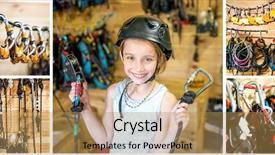  Presentation with child girl reading a book - Beautiful PPT layouts featuring high ropes course recreative sport backdrop and a coral colored foreground