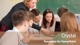  Presentation with college students - Amazing slide deck having college teachers - teacher showing a laptop backdrop and a coral colored foreground