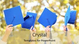  Presentation with high school graduation - Audience pleasing presentation consisting of high school graduation hats high backdrop and a yellow colored foreground