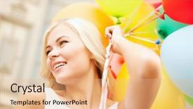  Presentation with summer celebration - Colorful PPT layouts enhanced with high school graduation party - summer holidays celebration and lifestyle backdrop and a coral colored foreground