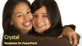  Presentation with teenagers - PPT theme featuring high school graduation party - two teenagers embracing each-other background and a wine colored foreground