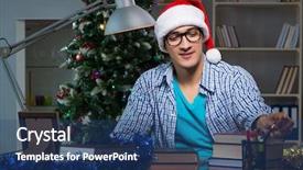  Presentation with home - Slide set consisting of high school graduation party - young man working at home background and a  colored foreground