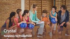  Presentation with high school - Audience pleasing theme consisting of high school kids in basketball backdrop and a tawny brown colored foreground