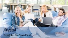  Presentation with high school students - Amazing PPT layouts having high-school or university students backdrop and a teal colored foreground