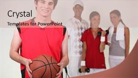  Presentation with athletes - Audience pleasing theme consisting of four young beautiful girls posing in the alley backdrop and a gray colored foreground