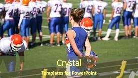  Presentation with school sports - Amazing slide set having high school sports - girl cheerleader cheering backdrop and a tawny brown colored foreground