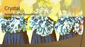  Presentation with school sports - Cool new slide deck with high school sports - three cheerleaders in a row backdrop and a yellow colored foreground