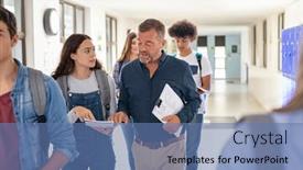  Presentation with high school - Cool new PPT theme with high-school-student-asking-doubt backdrop and a teal colored foreground