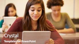  Presentation with school desk - Presentation theme featuring high school student at desk background and a red colored foreground