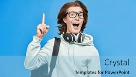  Presentation with high-school - PPT theme having high-school-student-boy-shows and a light blue colored foreground
