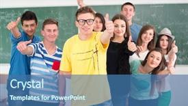  Presentation with high school - Colorful presentation design enhanced with high school student in classroom backdrop and a ocean colored foreground