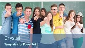  Presentation with high school - Amazing presentation design having high school student in classroom surrounded with his jumping friends backdrop and a ocean colored foreground