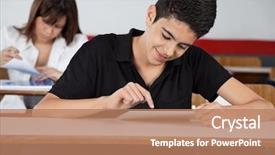  Presentation with using digital tablet - Presentation theme consisting of high school student using digital background and a  colored foreground