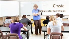  Presentation with math students - Beautiful PPT theme featuring high school students being tested backdrop and a sky blue colored foreground