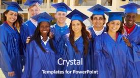  Presentation with high school graduation - Beautiful presentation design featuring group of high school students backdrop and a ocean colored foreground