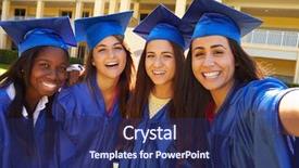  Presentation with high school students - Presentation design enhanced with group of female high school background and a ocean colored foreground