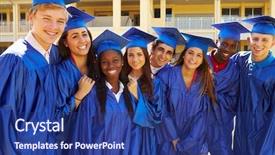  Presentation with high school students - Beautiful slide set featuring group of high school students backdrop and a navy blue colored foreground