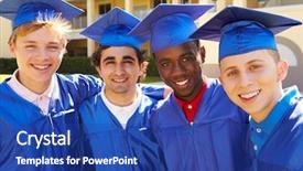  Presentation with high school graduation - Colorful presentation enhanced with high school students celebrating graduation backdrop and a  colored foreground