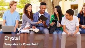  Presentation with high school students - Presentation theme consisting of high school students collaborating background and a violet colored foreground