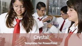  Presentation with high school students - Presentation design having high school students conducting experiment background and a coral colored foreground