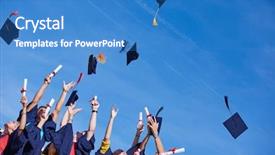  Presentation with tossing - PPT theme consisting of high school students graduates tossing background and a teal colored foreground