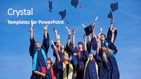  Presentation with high school students - Slide set having high school students graduates tossing background and a teal colored foreground