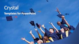  Presentation with tossing - Presentation design consisting of high school students graduates tossing background and a teal colored foreground