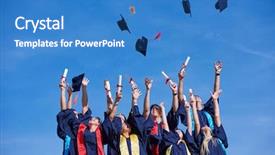  Presentation with tossing - PPT theme featuring high school students graduates tossing background and a teal colored foreground