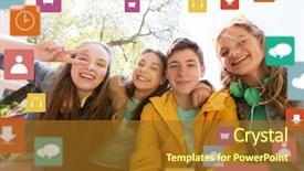  Presentation with friendship school - Theme having high school students having fun background and a tawny brown colored foreground