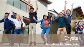  Presentation with high school students - Cool new theme with high school students jumping backdrop and a coral colored foreground