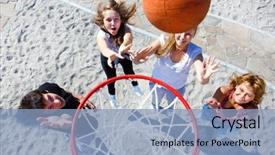  Presentation with high school students - Colorful PPT layouts enhanced with high school students playing basketball backdrop and a light blue colored foreground