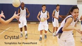  Presentation with diverse high school students - Cool new PPT layouts with high school students playing dodge backdrop and a yellow colored foreground
