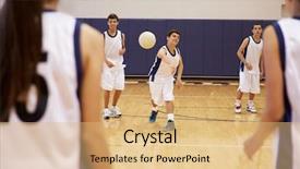  Presentation with high school students - Colorful presentation design enhanced with high school students playing dodge backdrop and a coral colored foreground