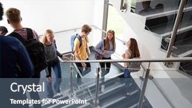  Presentation with end school year - Slide set featuring high school students walking background and a ocean colored foreground