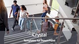  Presentation with end school year - Beautiful PPT theme featuring high school students walking backdrop and a gray colored foreground